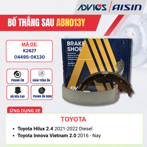 Bố thắng sau Toyota Hilux, Innova - ADVICS A8N013Y