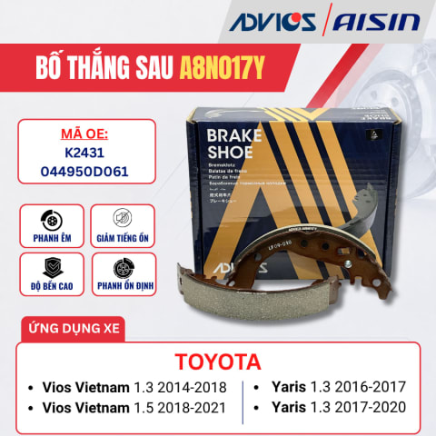 Bố thắng sau Toyota Vios, Yaris - ADVICS A8N017Y