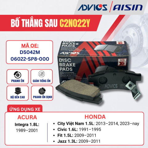 Bố thắng sau Acura Integra / Honda City, Jazz - ADVICS C2N022Y