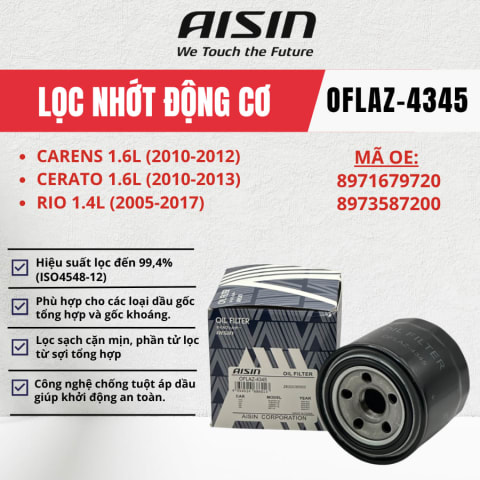 Lọc nhớt động cơ Hyundai, Kia hiệu Aisin mã OFLAZ-4345
