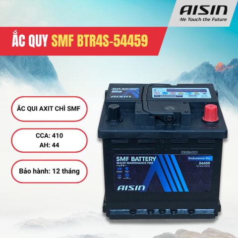 Ắc qui axit chì SMF - Automotive Battery, P/N: BTR4S-54459, Loại: 12V, dung lượng: 44AH, dòng khởi động nguội CCA: 410A, dùng để khởi động động cơ piston cho xe ô tô - Nhãn hiệu: AISIN. Hàng mới 100%