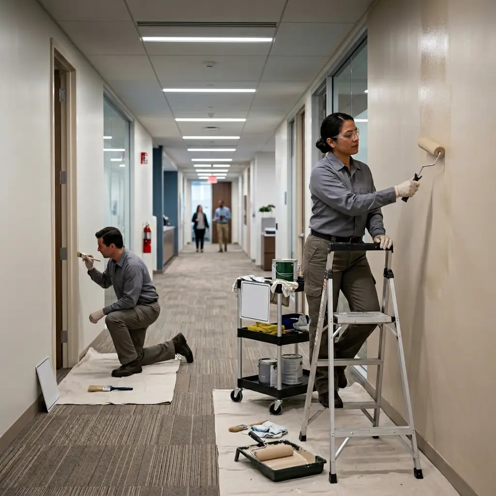 Commercial property receiving scheduled maintenance painting by professional painters Gold Coast
