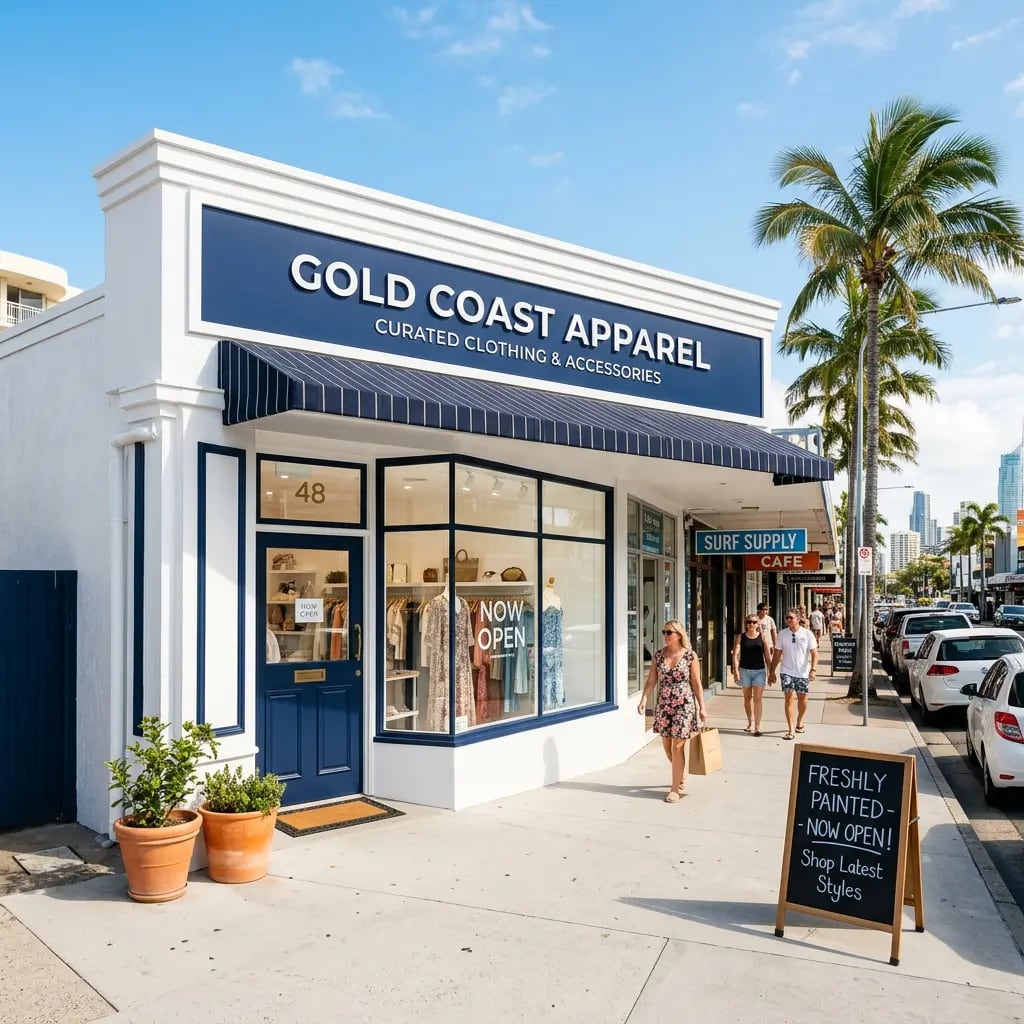 Freshly painted retail shopfront and interior by professional commercial painters Gold Coast