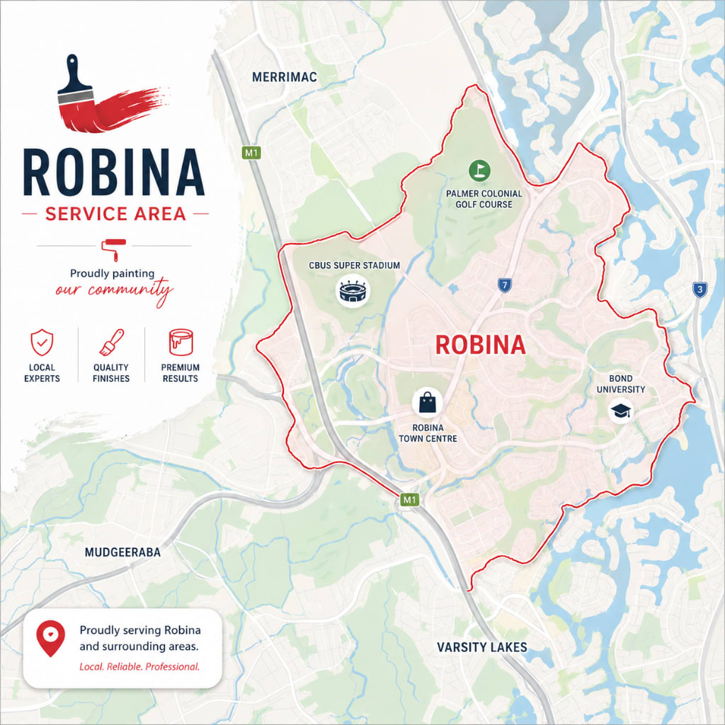 Robina service area map — Blue Collar Painting