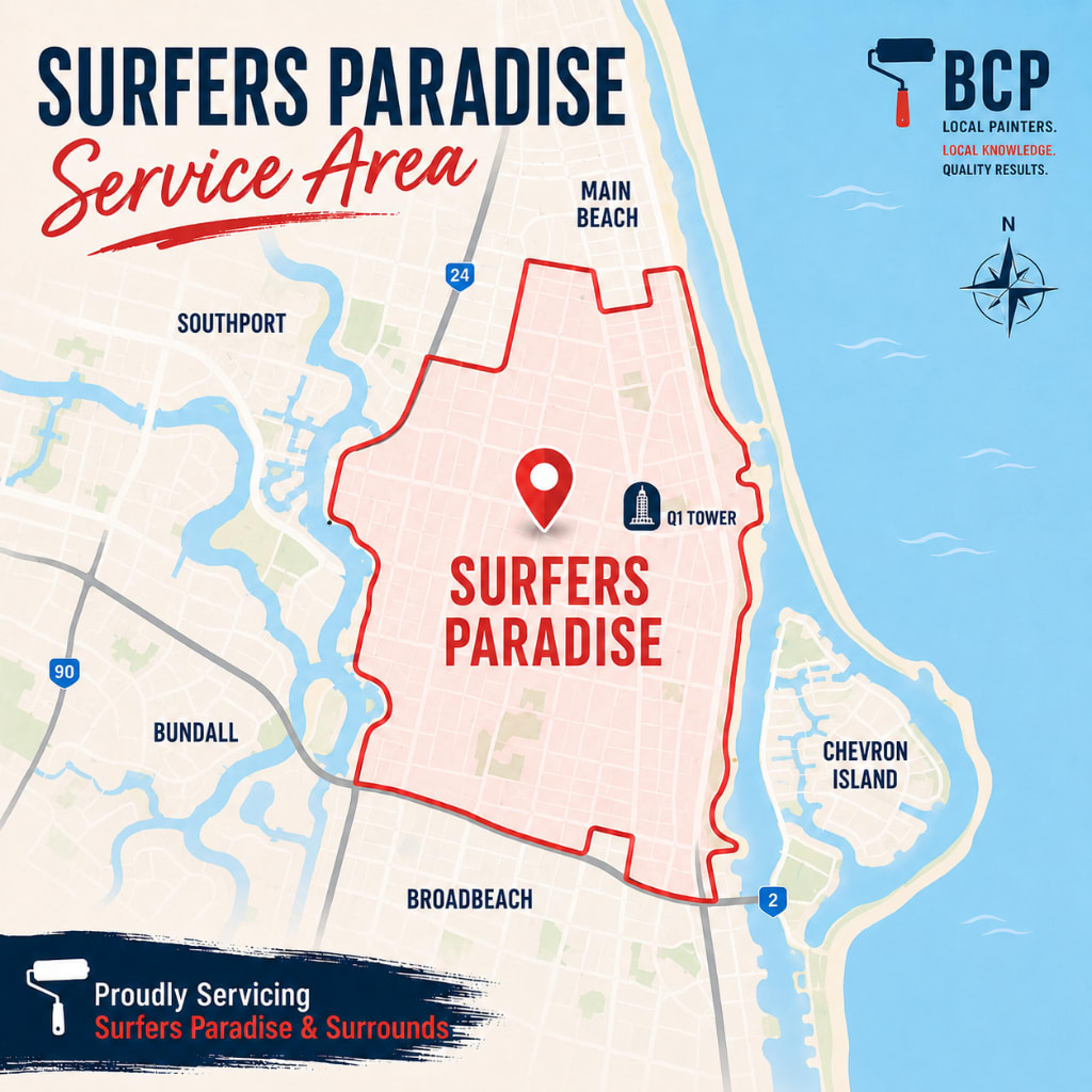 Surfers Paradise service area map — Blue Collar Paintings