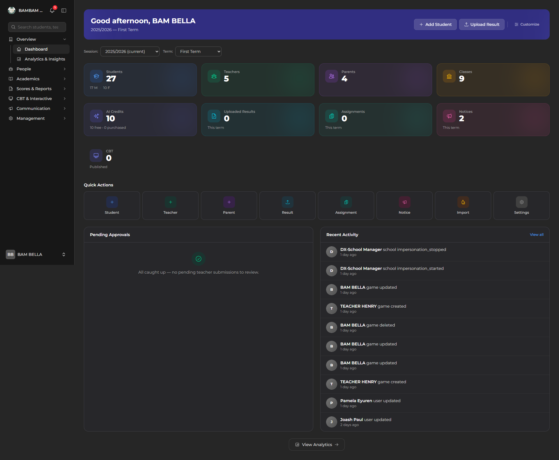 School Admin Dashboard