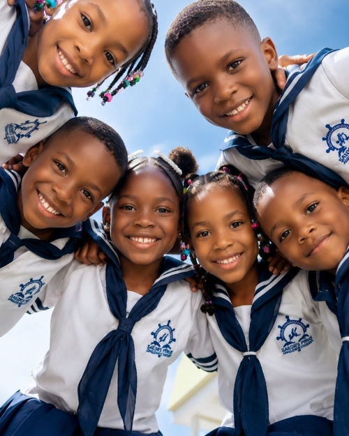 Sailors' Pride School students standing proudly