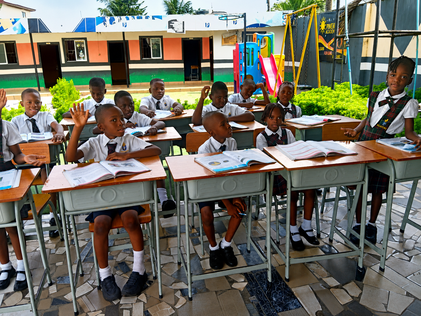 Children reading in a library setting