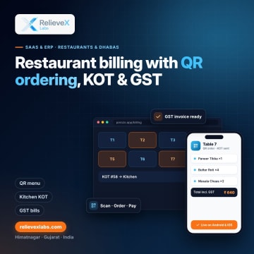 Restaurant billing software with QR table ordering, kitchen display and GST invoice – Parozo by RelieveX Labs