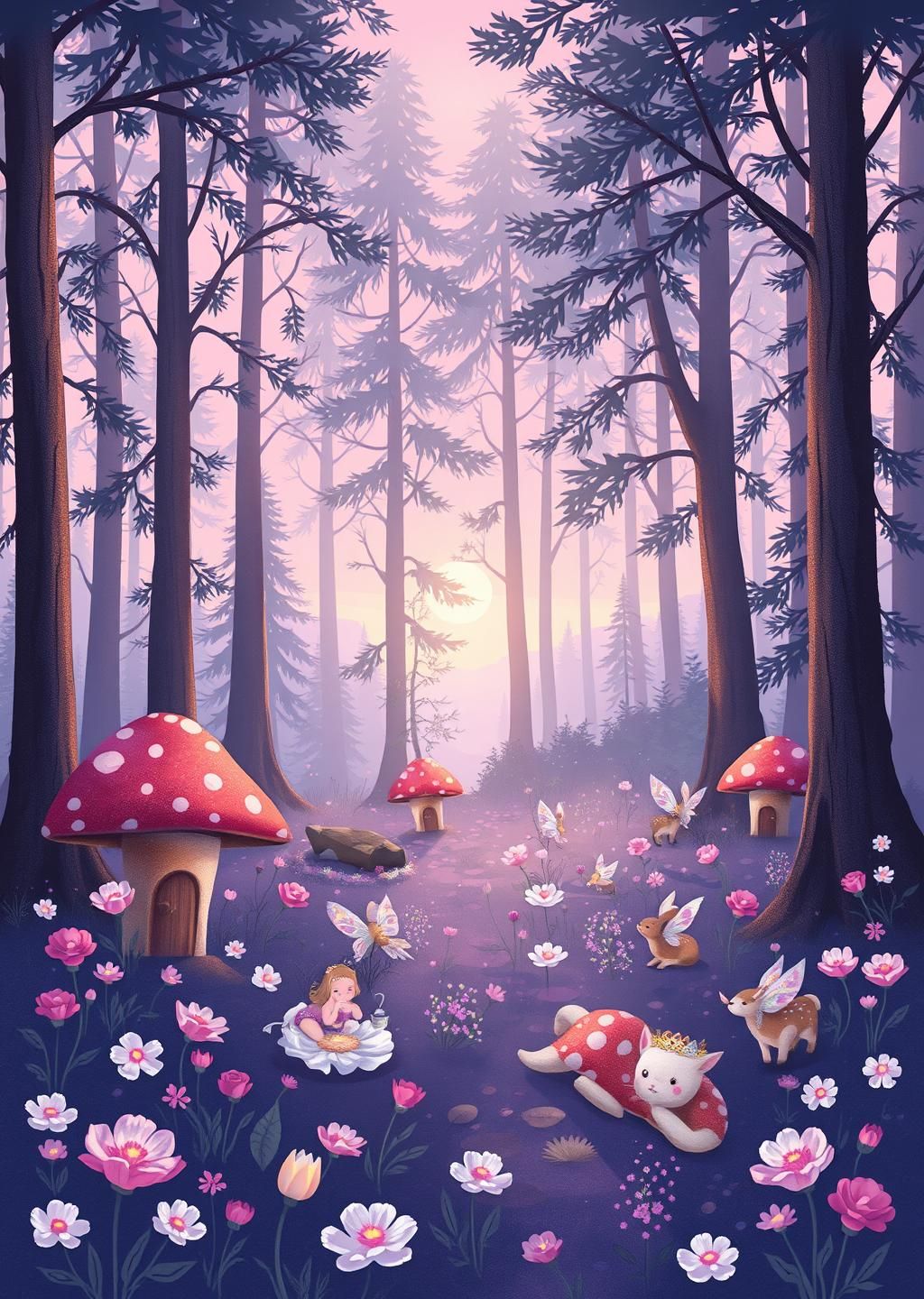 Enchanted Pastel Fairy Forest