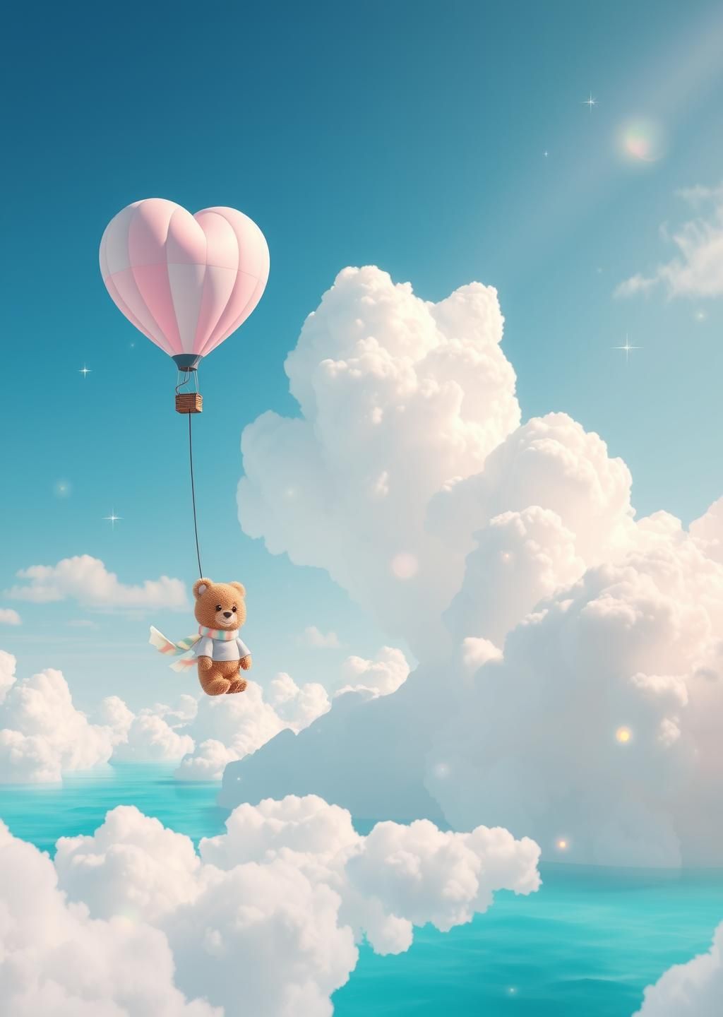 Heart Balloon Over Cotton Skies