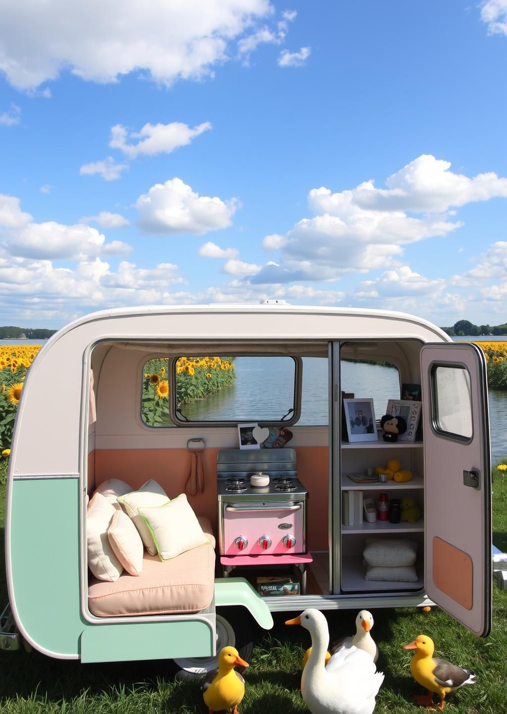 Pastel Lake Camper Escape