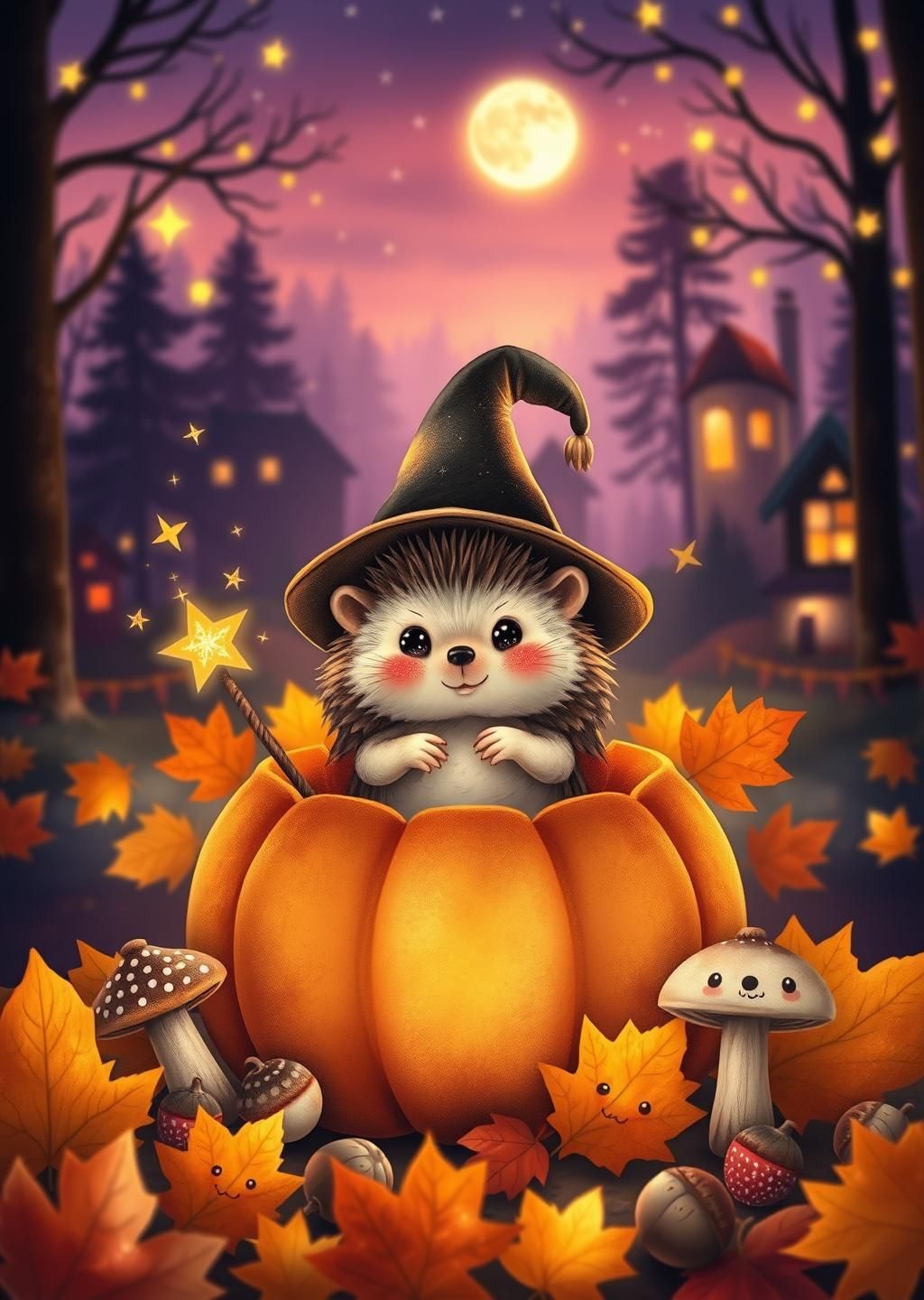 Cute Halloween Hedgehog Autumn Wallpaper