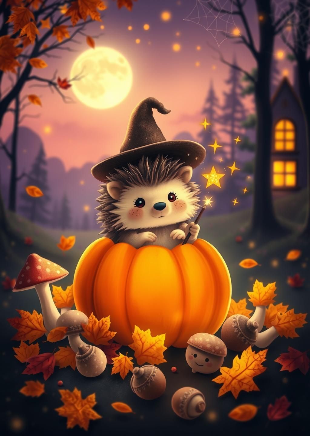 Cute Halloween Hedgehog Autumn Wallpaper