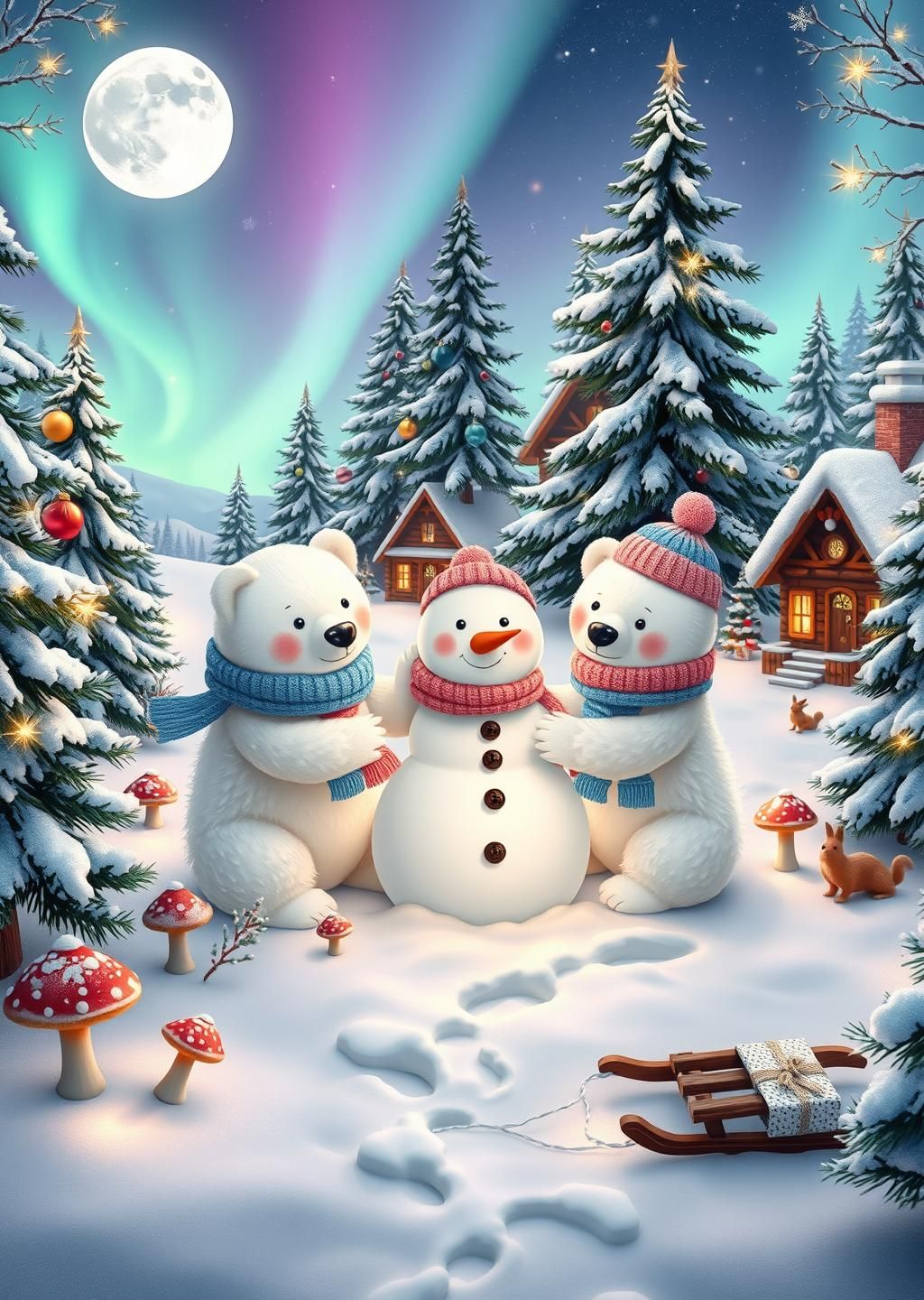 Adorable Winter Polar Bear Cubs Wallpaper
