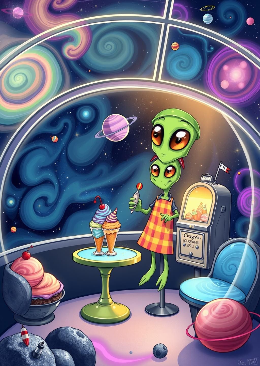 Space Ice Cream Parlor Cosmic Wallpaper
