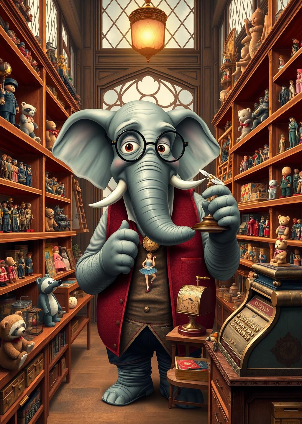 Vintage Elephant Toy Shop Nostalgia Wallpaper