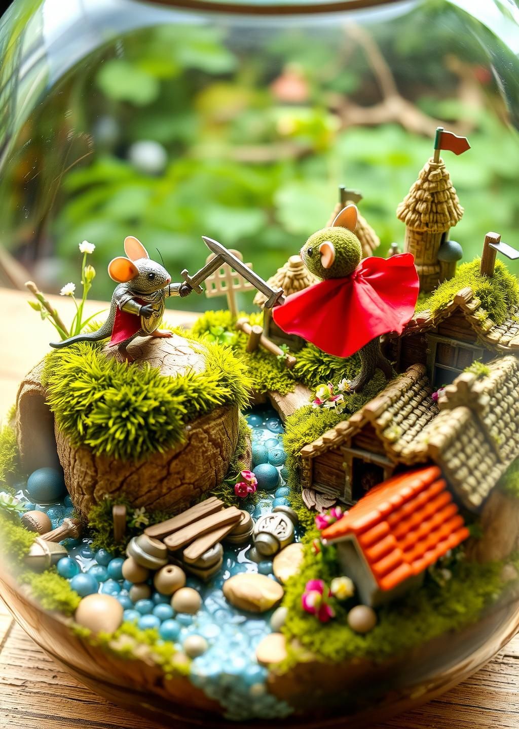Mouse Knight Terrarium Medieval Village Wallpaper