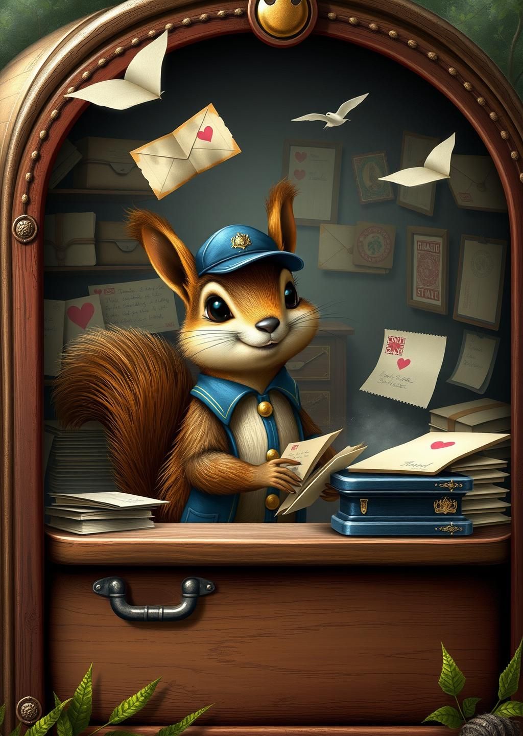 Squirrel Postal Worker Magical Mail Service