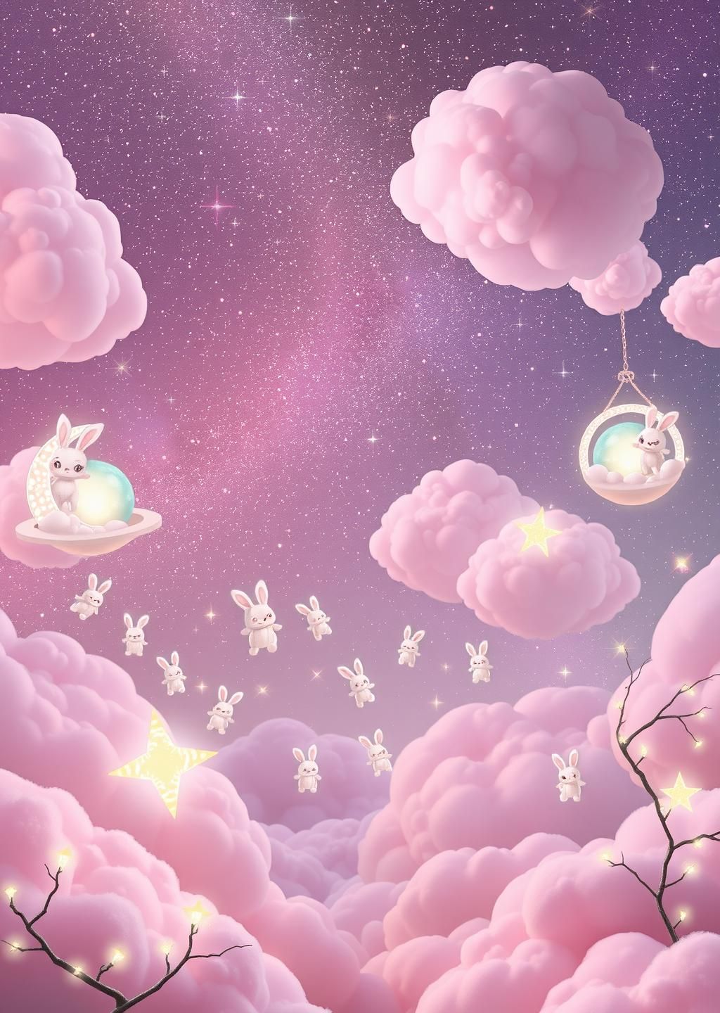 Dreamy Pastel Galaxy Bunnies