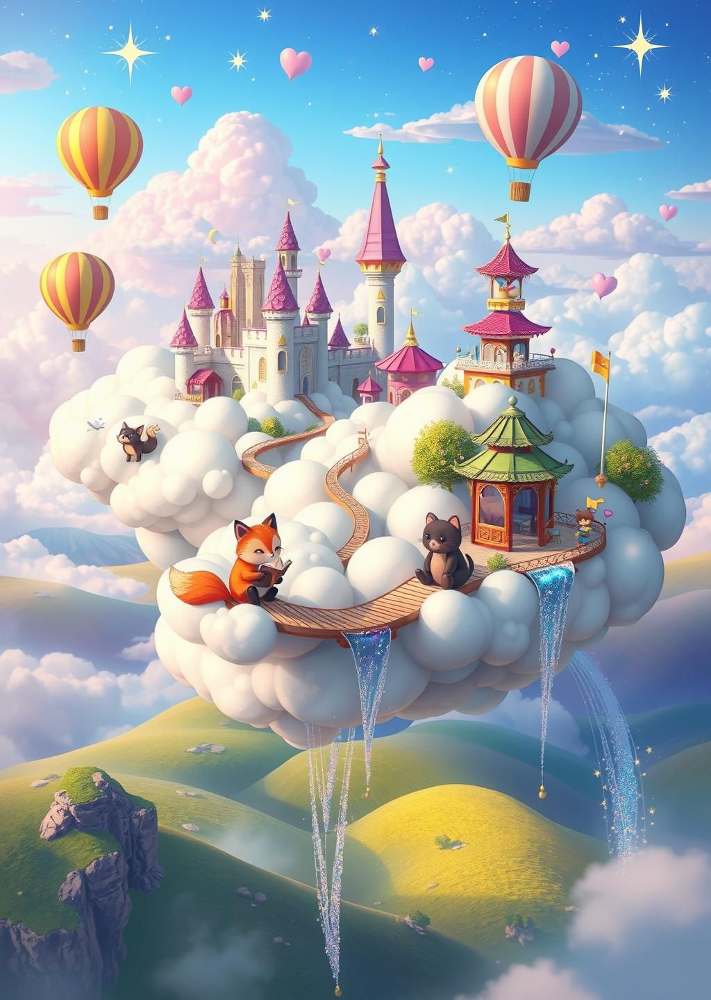 Whimsical Cloud City Animals