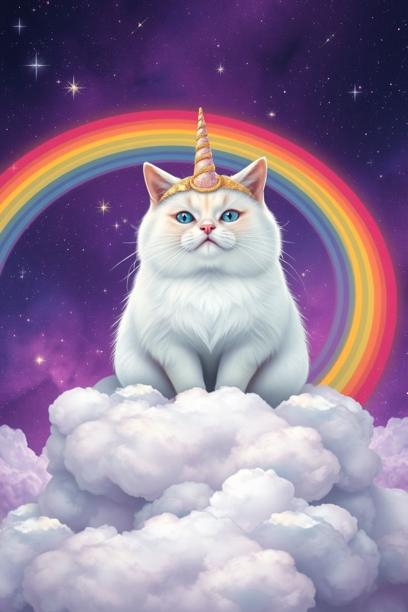 Magical Unicorn Cat in Galaxy Sky Wallpaper