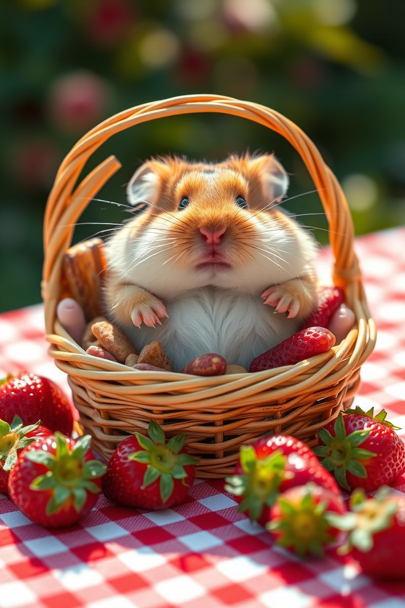 Hamster Picnic Basket Cutie Wallpaper
