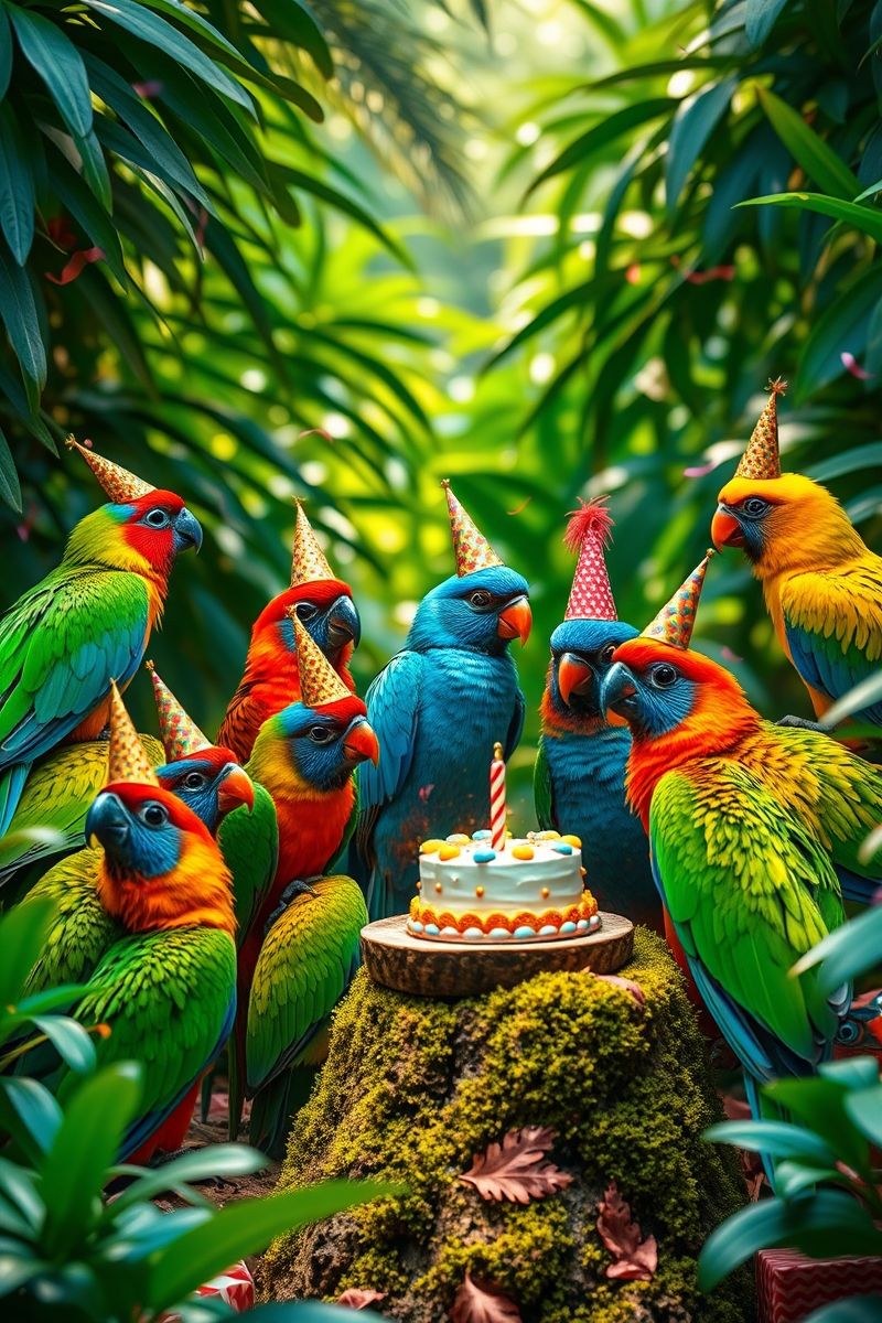 Tropical Bird Birthday Party Wallpaper