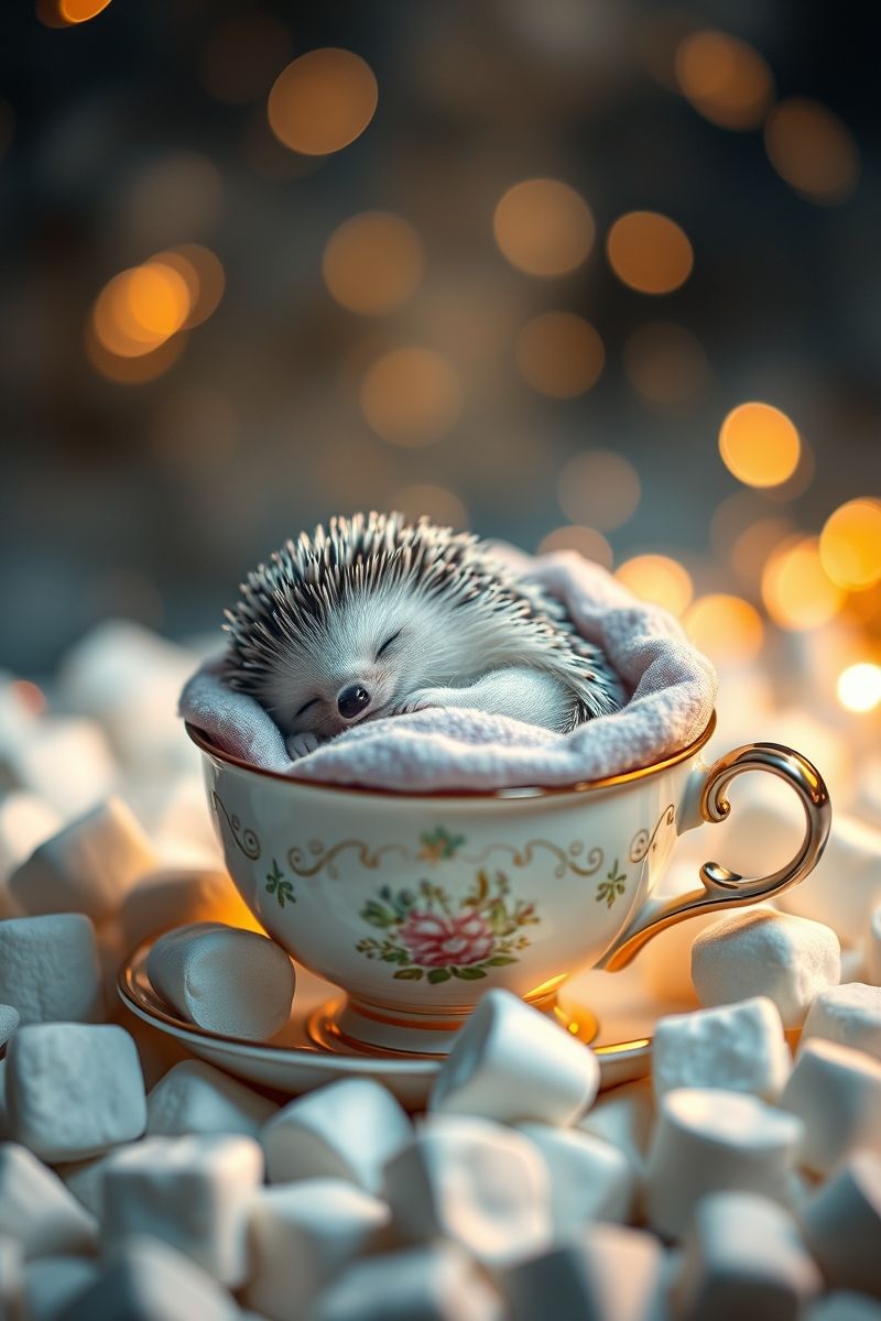 Hedgehog in Cozy Teacup Wallpaper