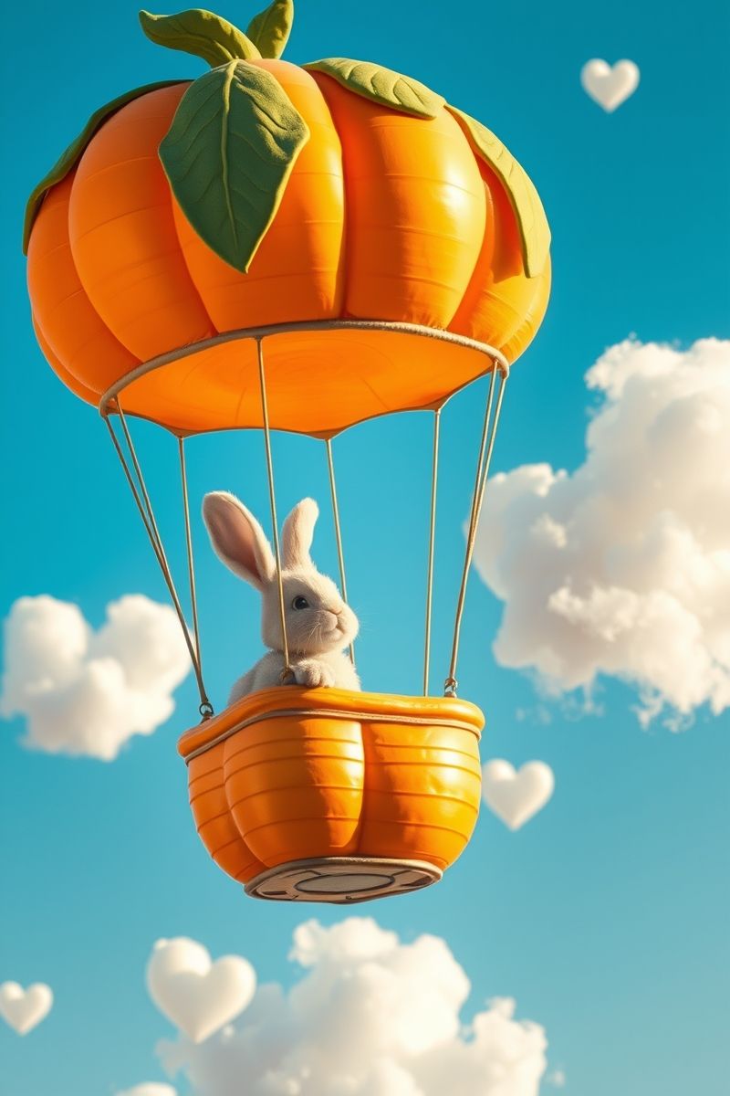 Bunny in Carrot Balloon Wallpaper