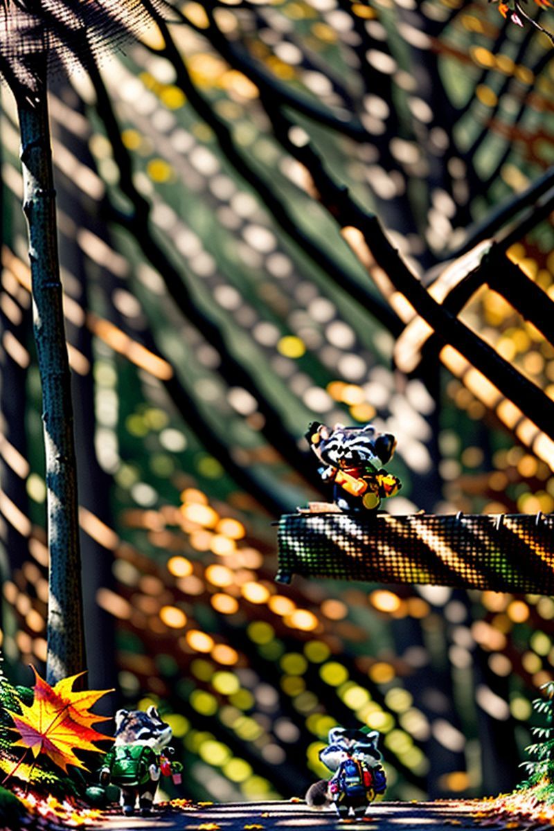 Adventurous Raccoon in Autumn Forest Trail Wallpaper