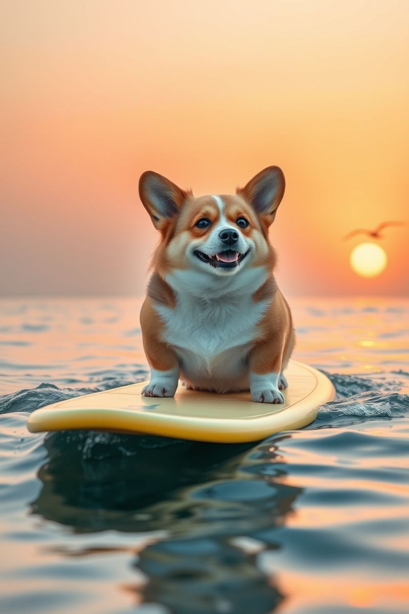 Get Corgi Surf Vibes #CutePetWallpapers