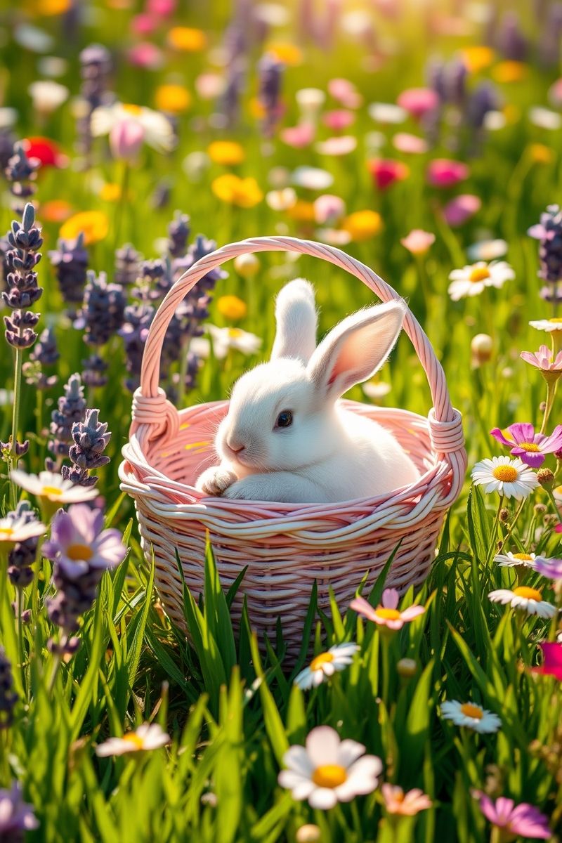 Download Bunny Basket Art #PetWallpaper