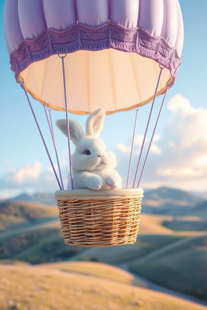 Get Bunny Balloon Sky #CutePetWallpapers