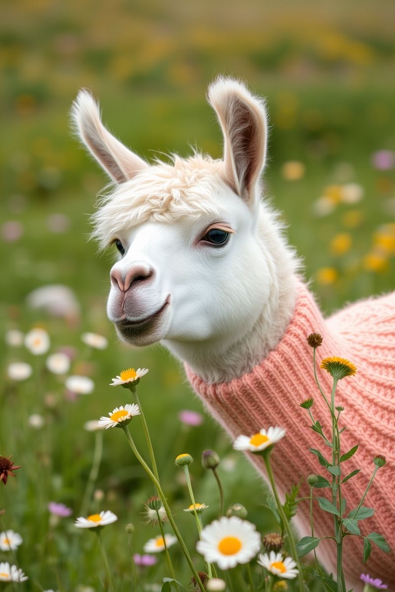Download Alpaca Flower Munch #CutePetWallpapers