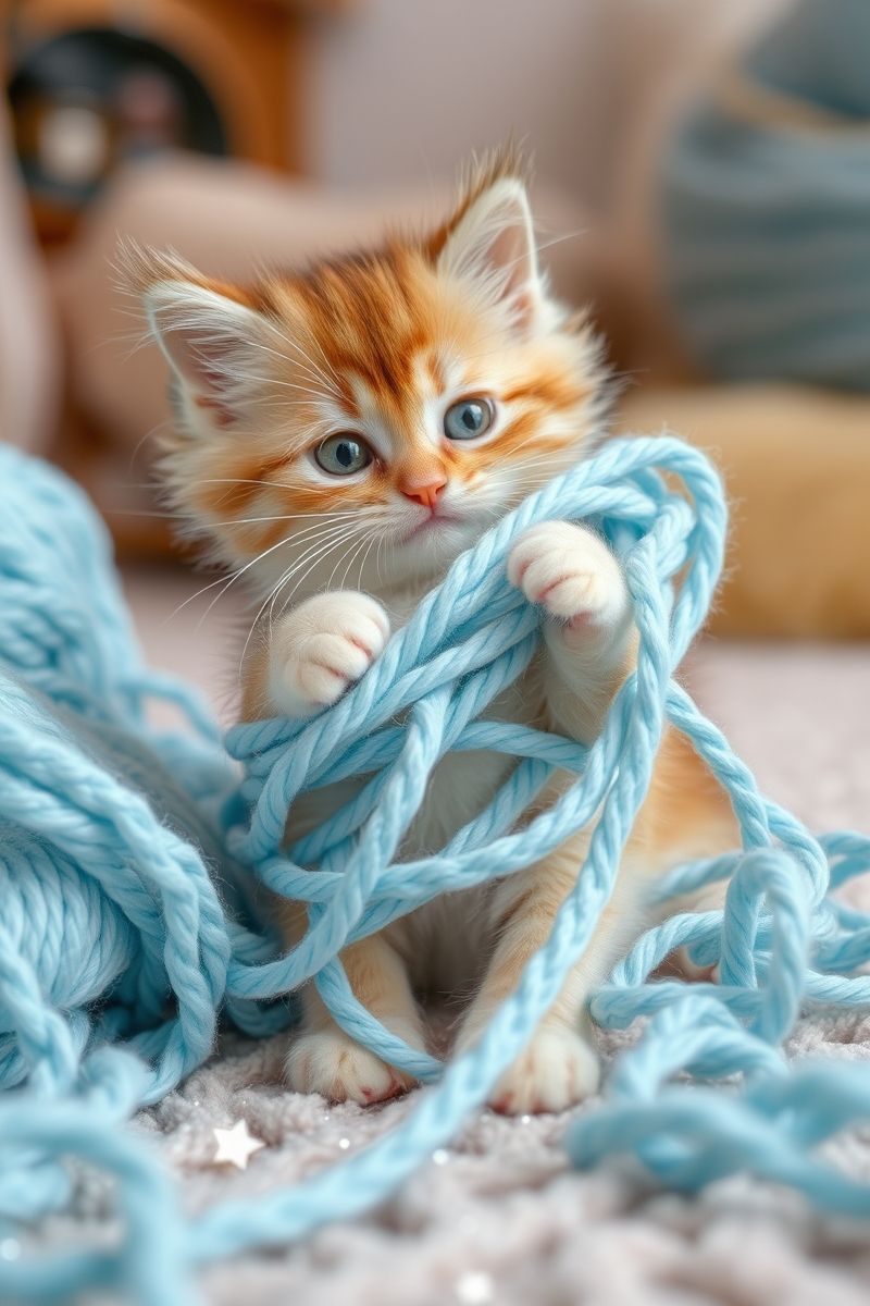 Grab Kitten Yarn Play #AestheticPet