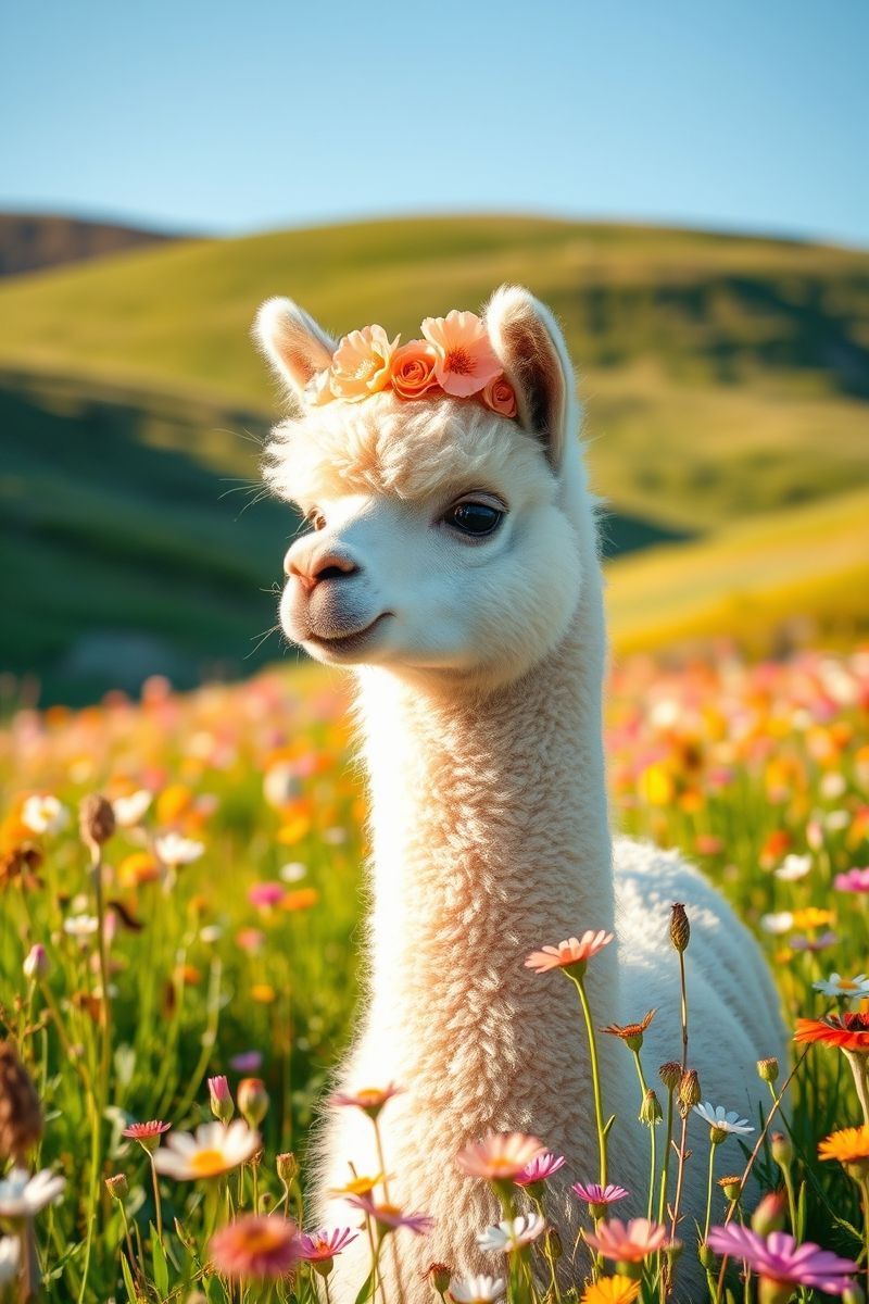 Get Alpaca Blossom Glow #PetWallpaper
