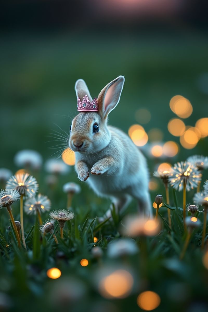 Grab Bunny Dandelion Hop #CutePetWallpapers