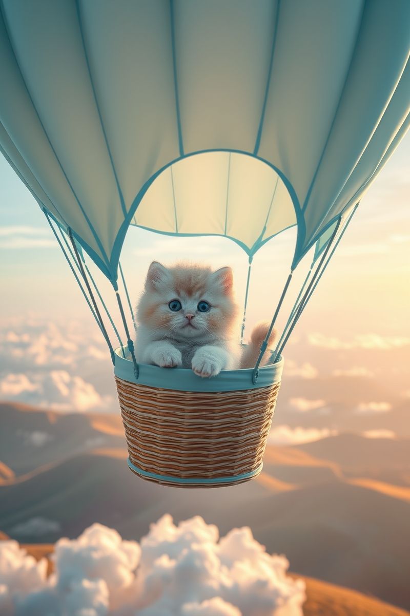 Get Kitten Balloon Sky #CutePetWallpapers
