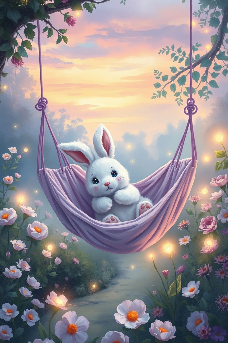 Download Bunny Hammock Glow #CutePetWallpapers