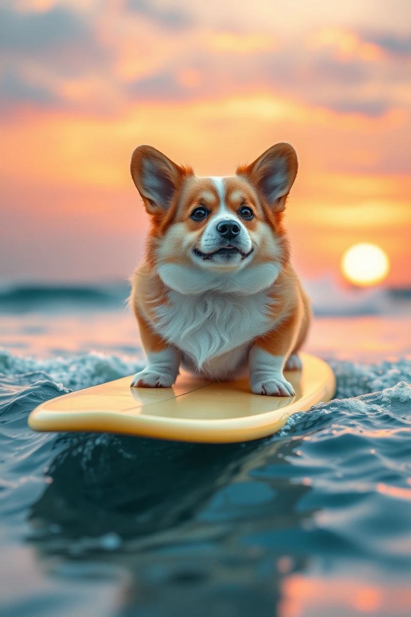 Get Corgi Surf Adventure #CutePetWallpapers