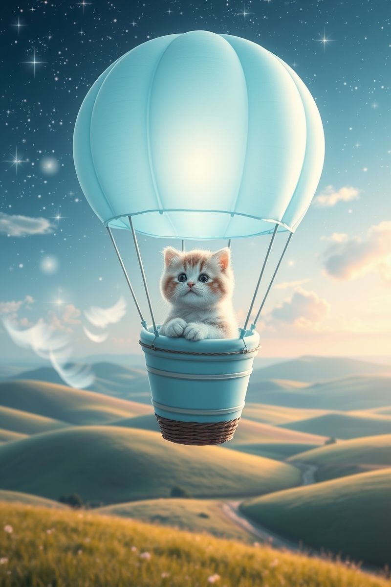 Grab Kitten Balloon Dream #PetWallpaper