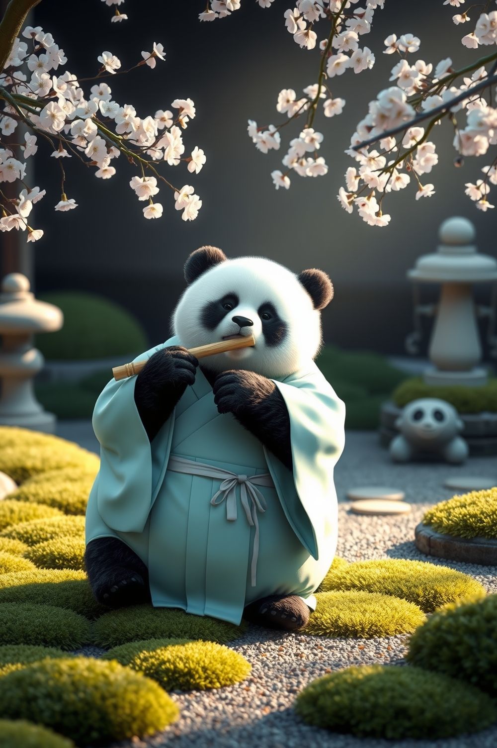 Download Panda Flute Glow #CutePetWallpapers