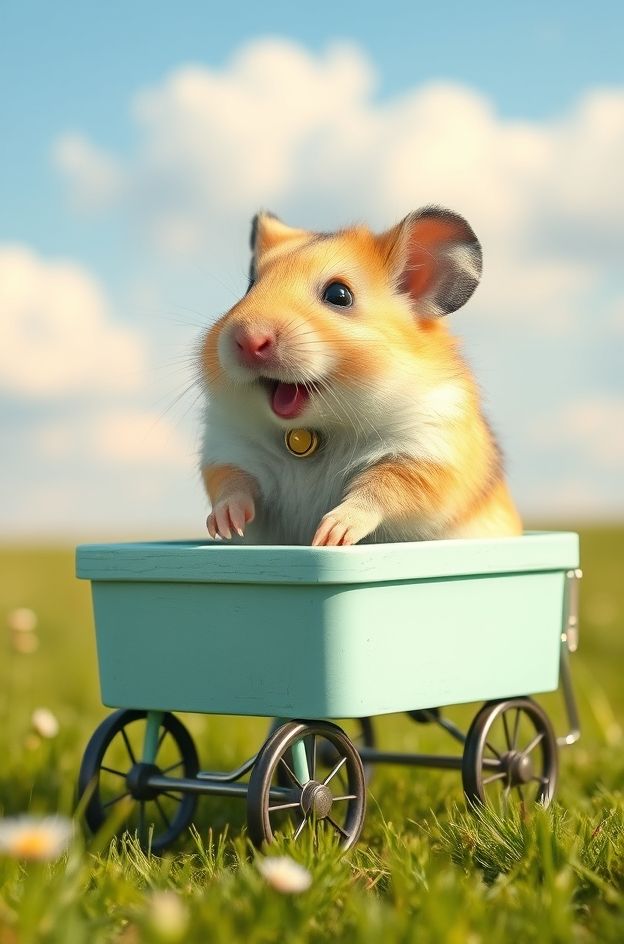 Download Hamster Cart Roll #PetWallpaper