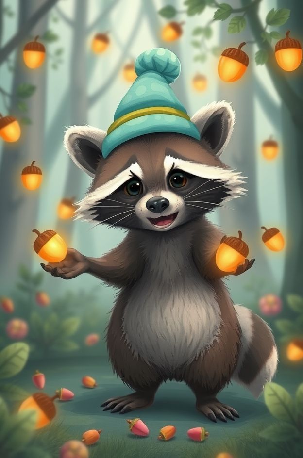 Grab Raccoon Acorn Juggle #PetWallpaper