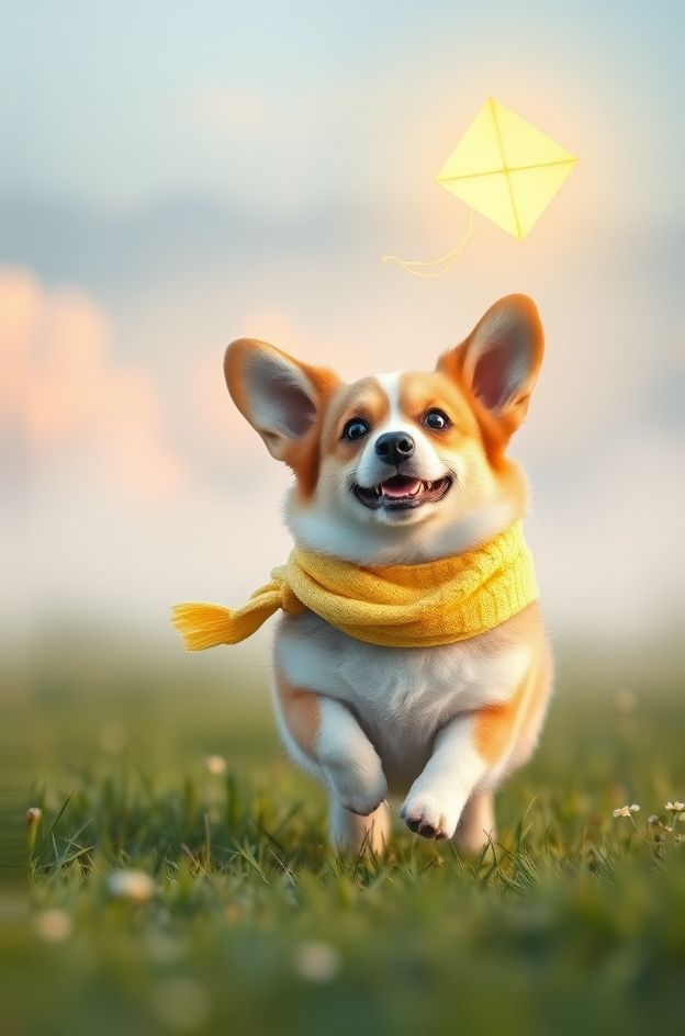 Download Corgi Kite Chase #KawaiiPet