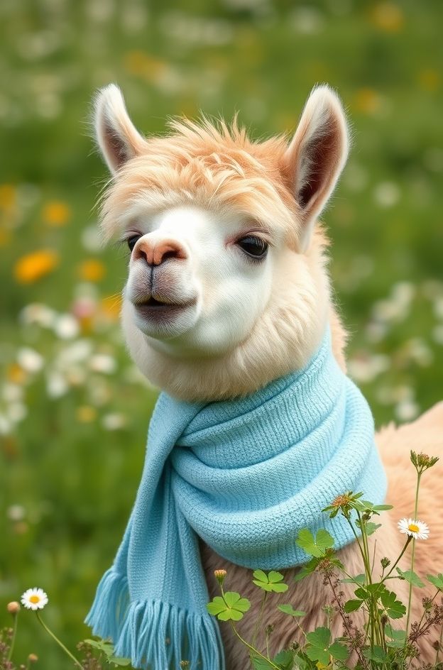 Download Alpaca Clover Munch #CutePetWallpapers