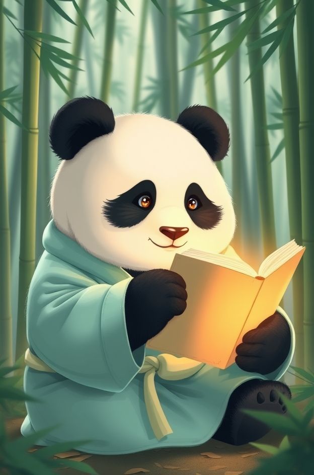 Download Panda Book Glow #PetWallpaper