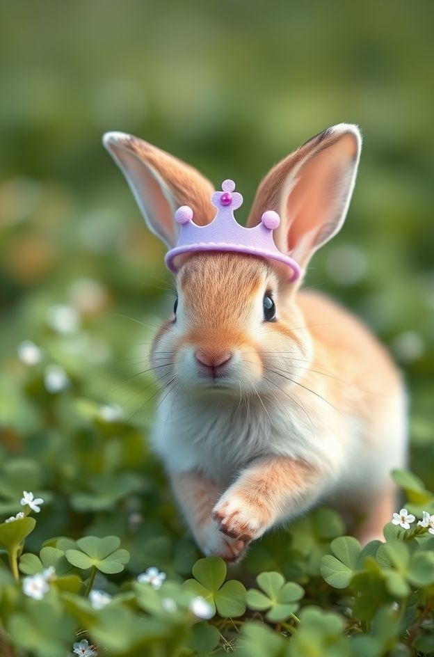 Grab Bunny Clover Hop #CutePetWallpapers