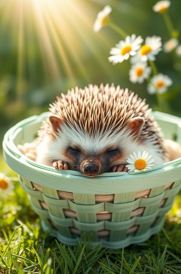 Download Hedgehog Basket Nap #CutePet